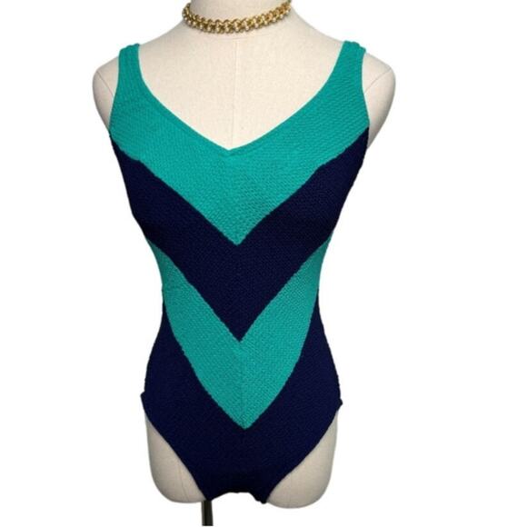 Vintage Robbie Len waffle knit Chevron leotard swimsuit size S/M - Picture 6 of 6
